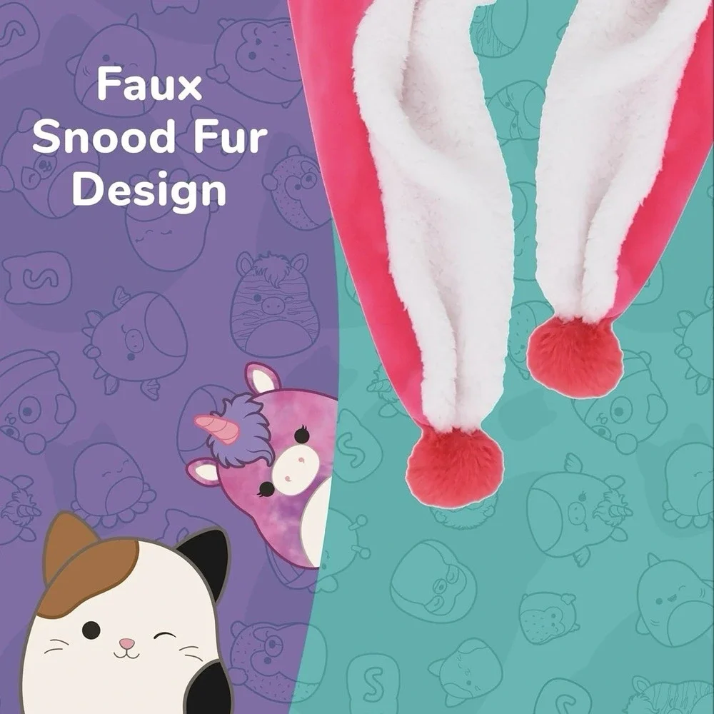 Girls Squishmallows Pink FIFI Fox Embroidered Face‎ Winter Beanie Knit Cap Hat